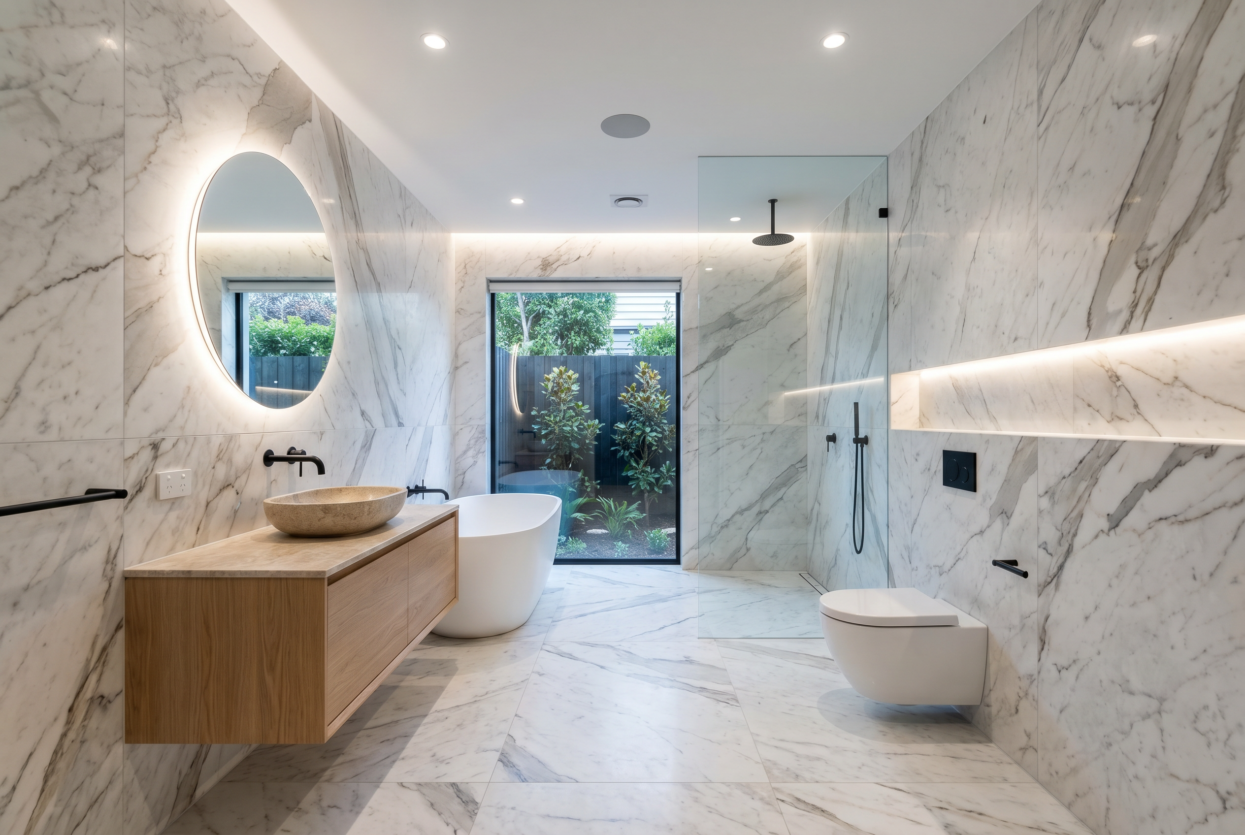 Luxury bathroom with spa features